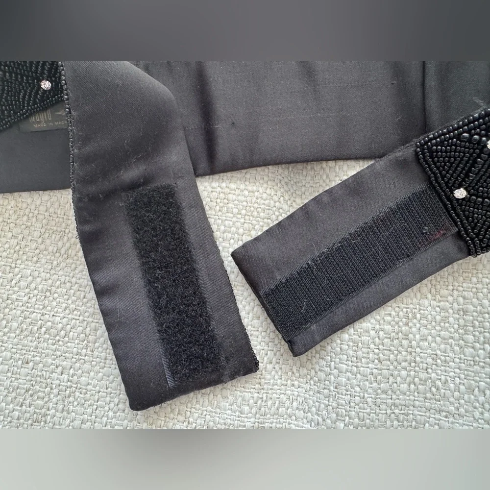 Magid Black Beaded Belt with Rhinestones